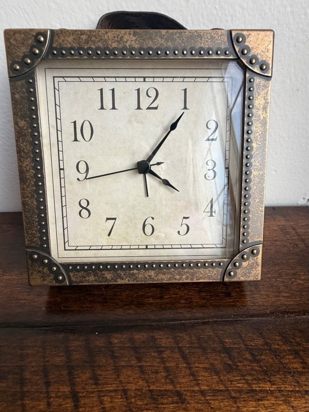 Pottery Barn Suitcase Table Top Desk Alarm Clock Antique Brass Industrial Decor
